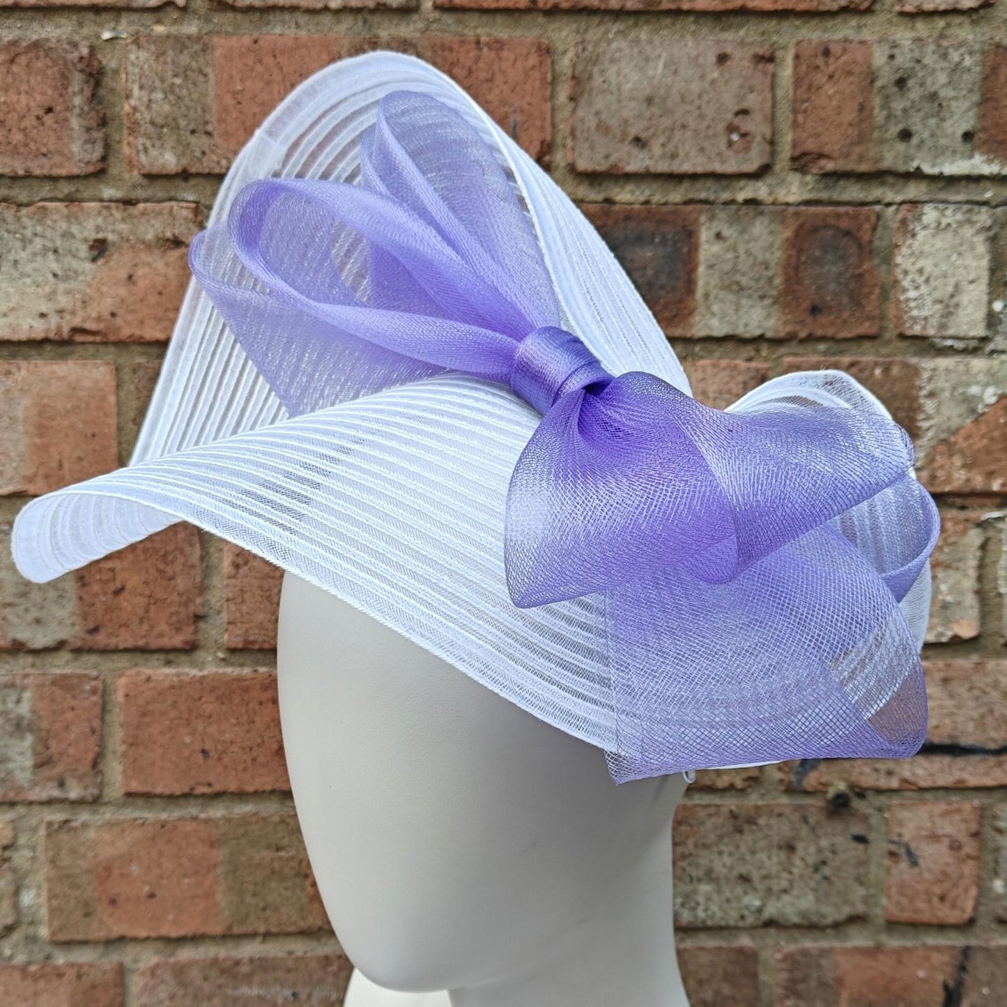 white lilac bow crinoline fascinator millinery headband wedding hat party cosplay