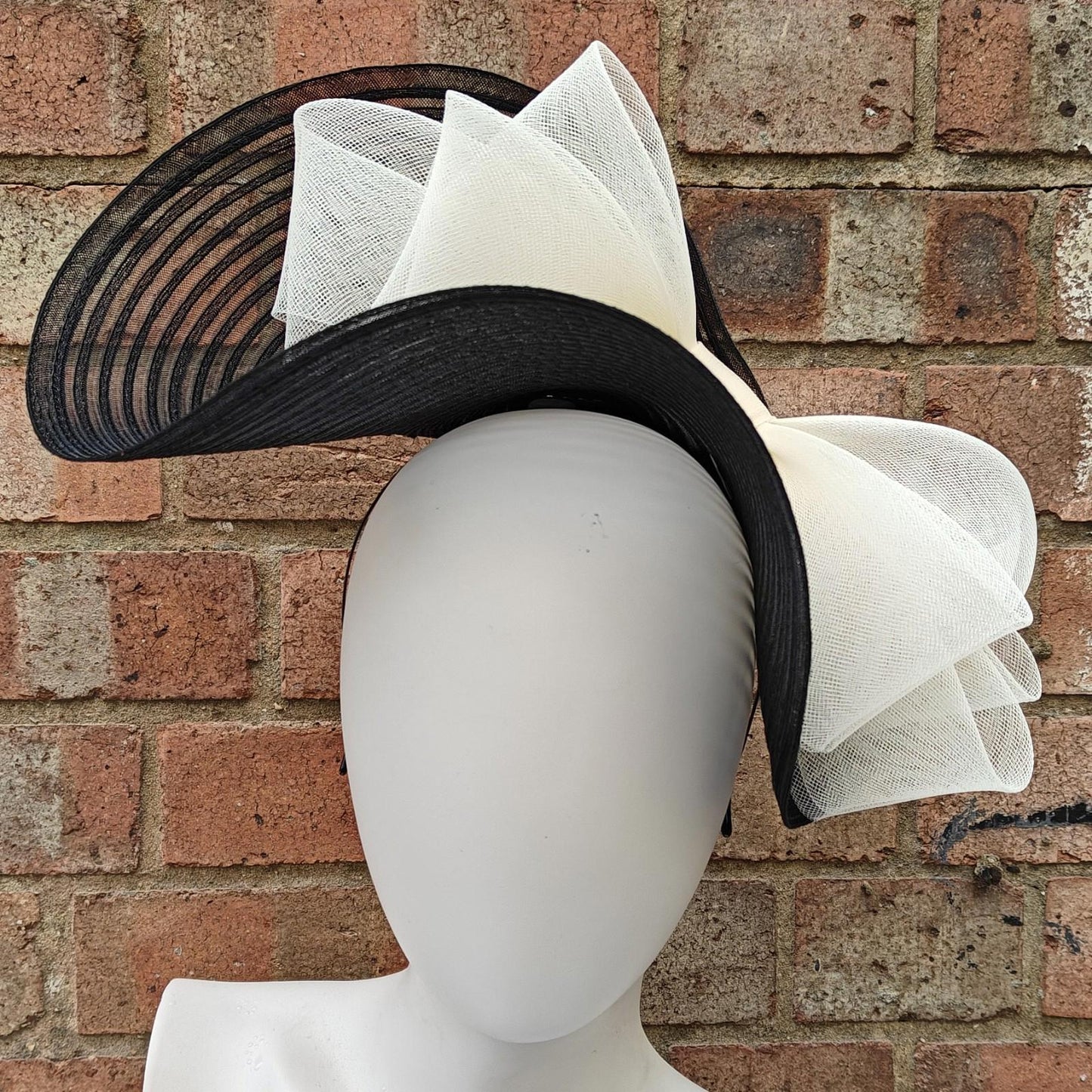 black ivory bow crinoline fascinator millinery headband wedding hat party cosplay