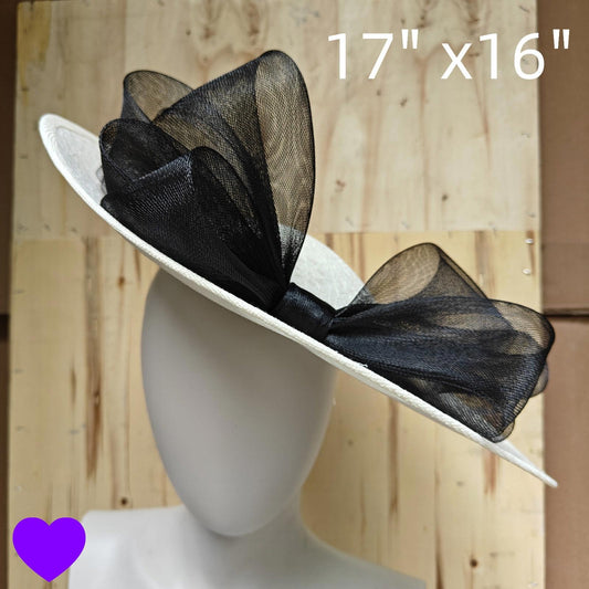 white black lace fascinator wedding hatinator hat Kentucky Derby Royal Ascot bow