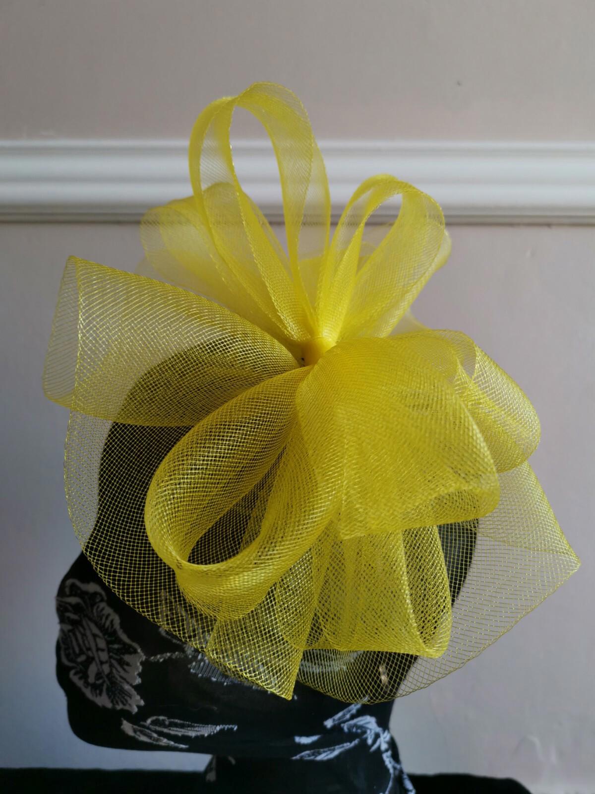 yellow fascinator millinery burlesque headband wedding hat hair piece ascot race