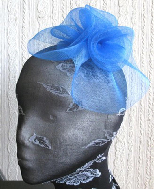 blue flower fascinator millinery  brooch clip wedding hat bridal ascot race