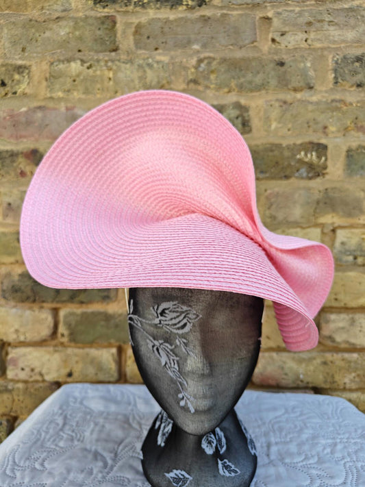 light pink large straw fascinator millinery headband wedding hat ascot