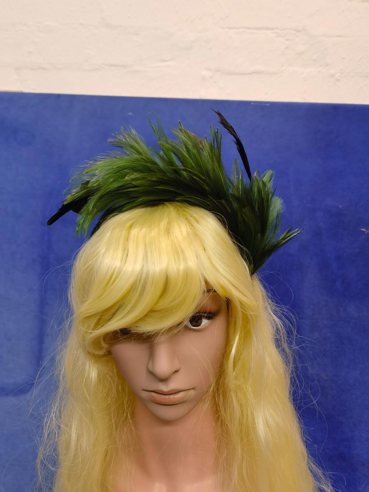 green feather headband fascinator millinery wedding 1