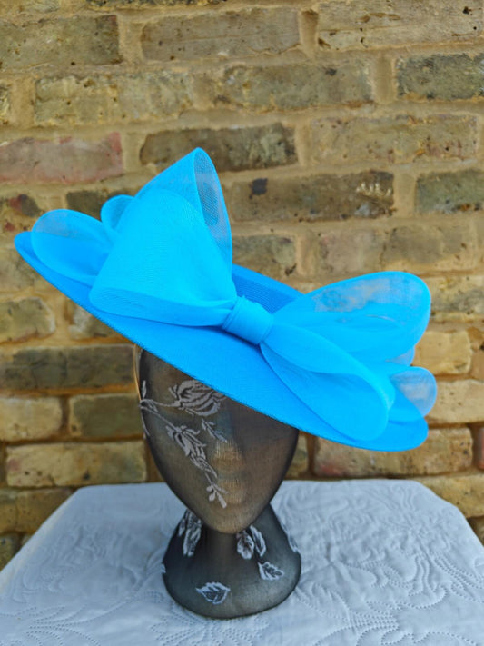 turquoise large fascinator wedding hat  Kentucky Derby Royal Ascot bow