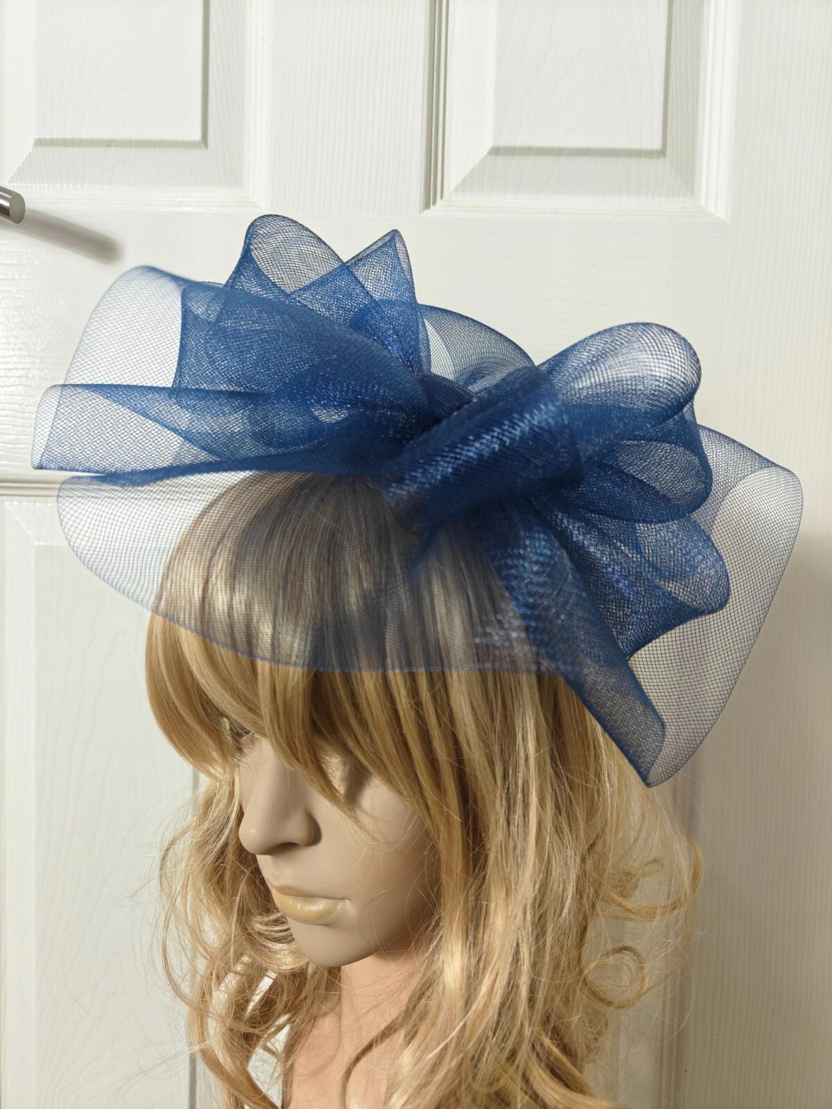 navy blue fascinator millinery burlesque headband wedding hat ascot race