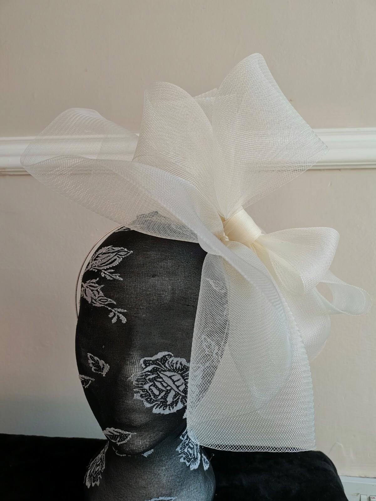 ivory off white fascinator millinery burlesque headband wedding hat hair piece