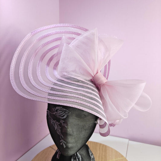 light pink bow fascinator millinery wedding hat Kentucky Derby Royal Ascot