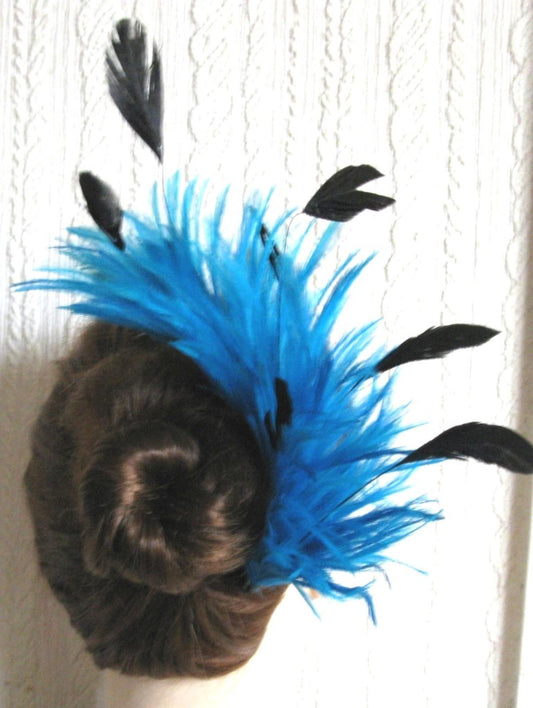 turquoise feather comb fascinator millinery wedding hat