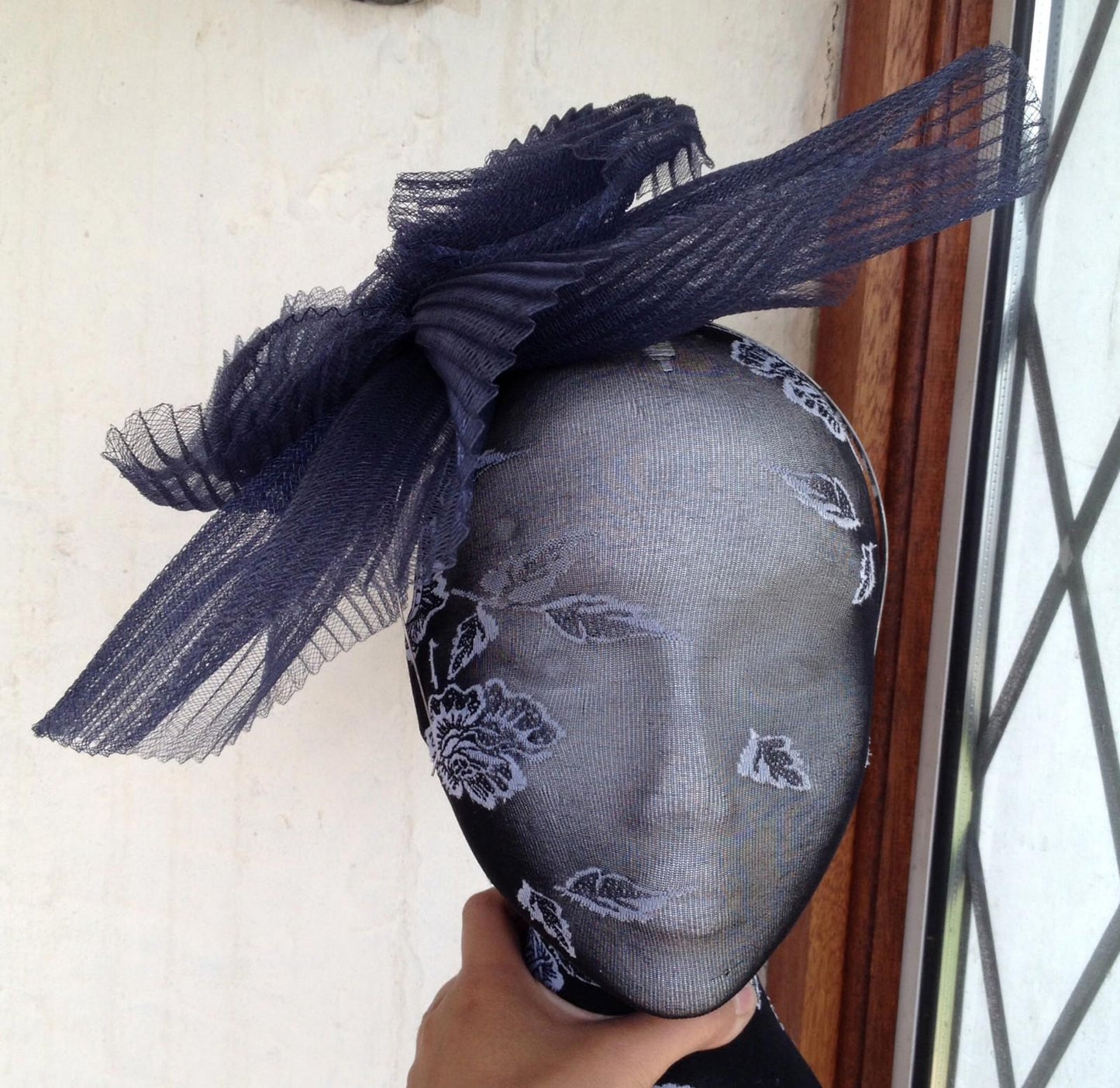 Navy fascinator millinery burlesque wedding hat hair piece ascot race bridal