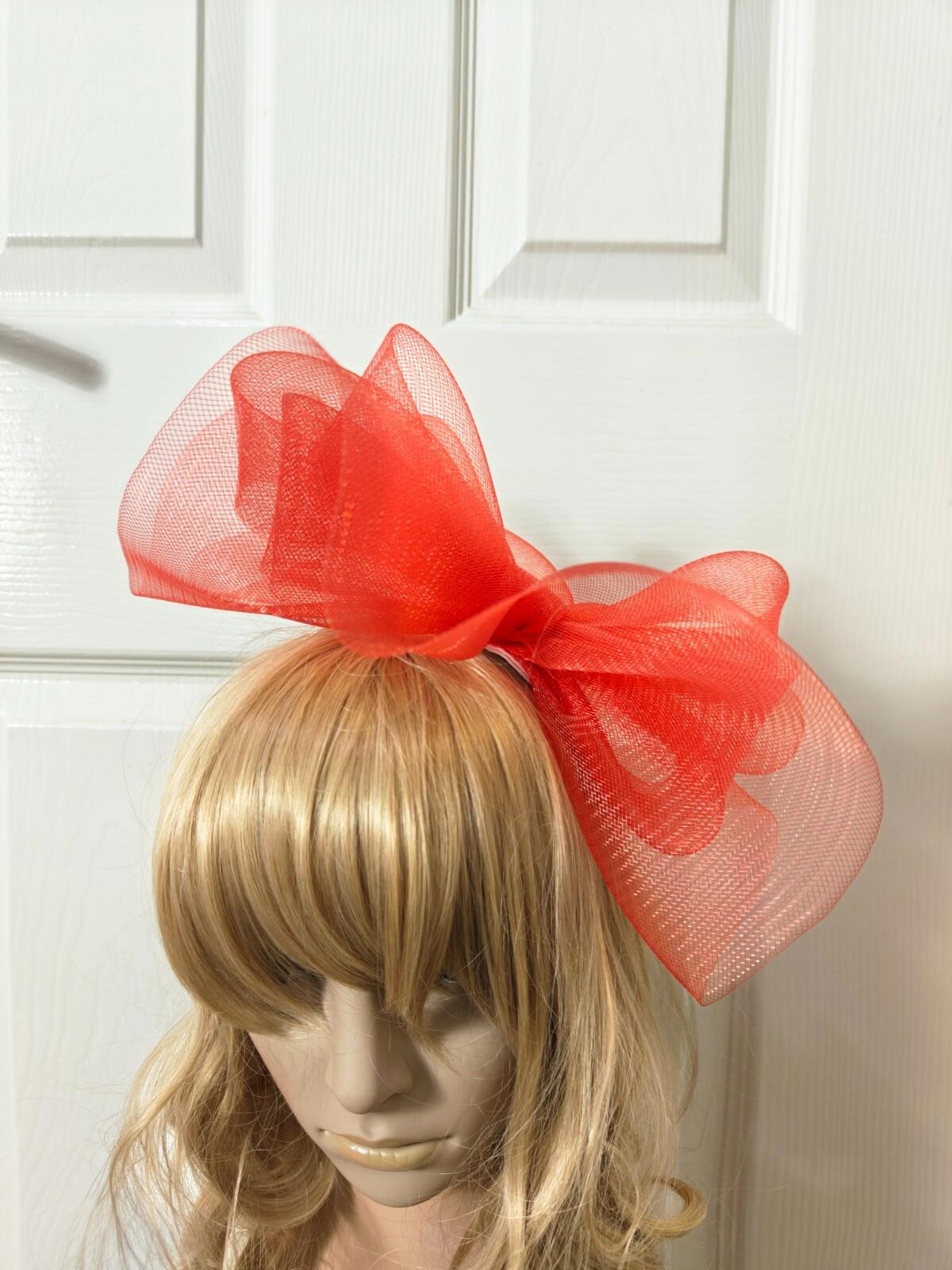 red fascinator millinery burlesque headband wedding hat ascot race