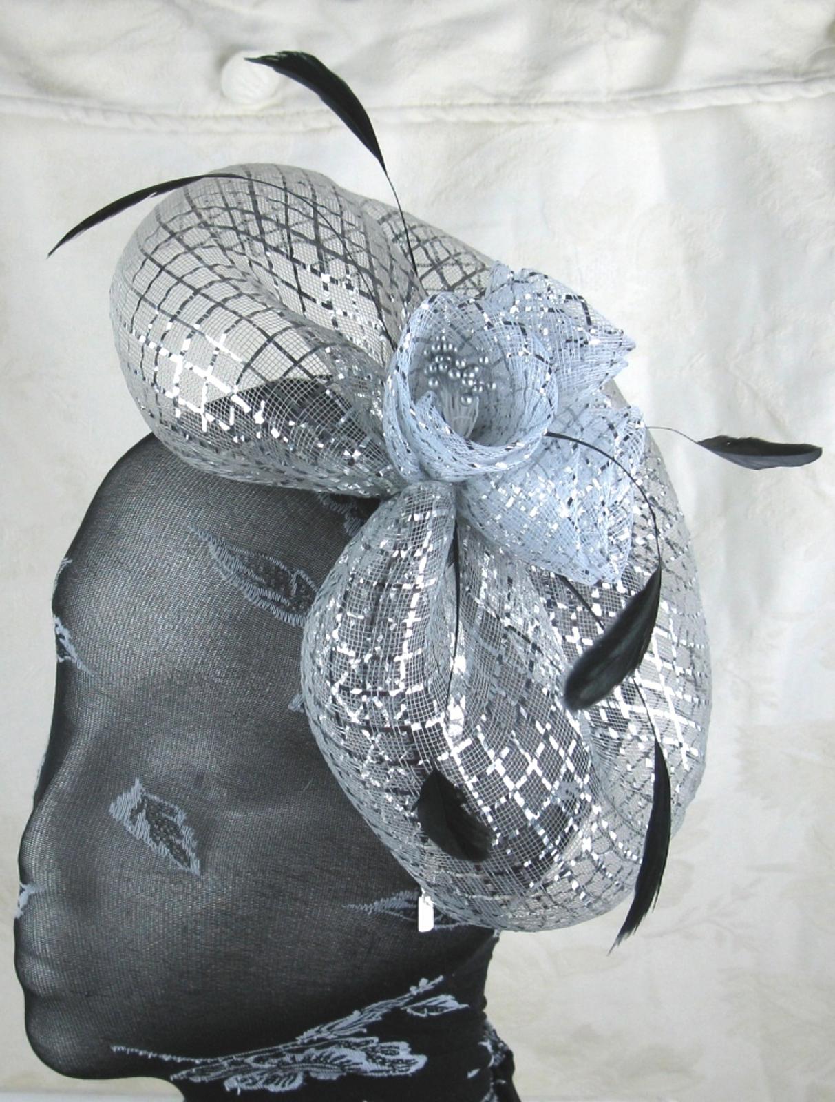 sliver feather headband fascinator millinery wedding ascot hat hair piece