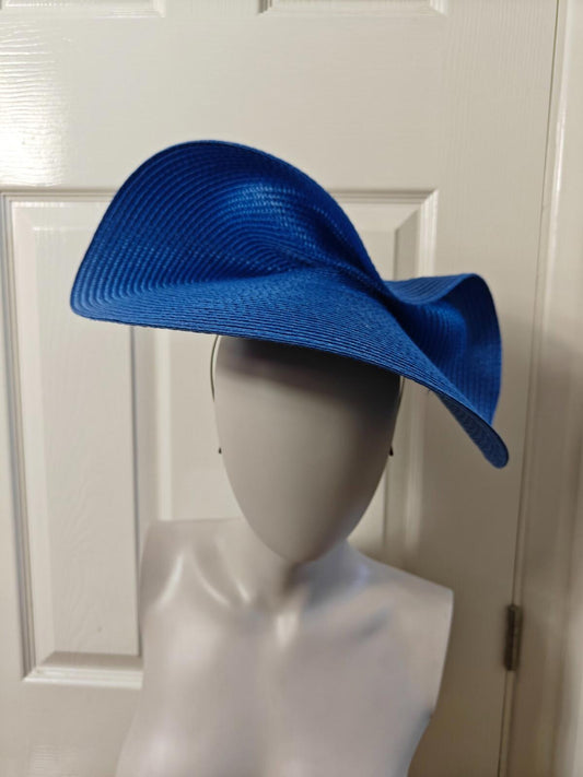 blue large straw fascinator millinery burlesque headband wedding hat