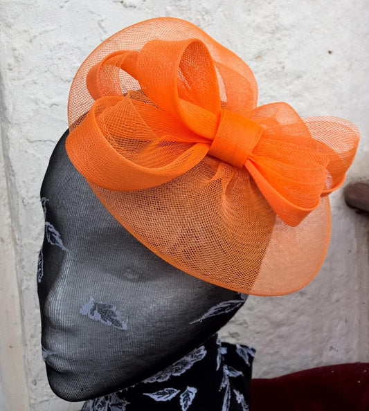 bright orange fascinator millinery burlesque wedding hat ascot race bridal