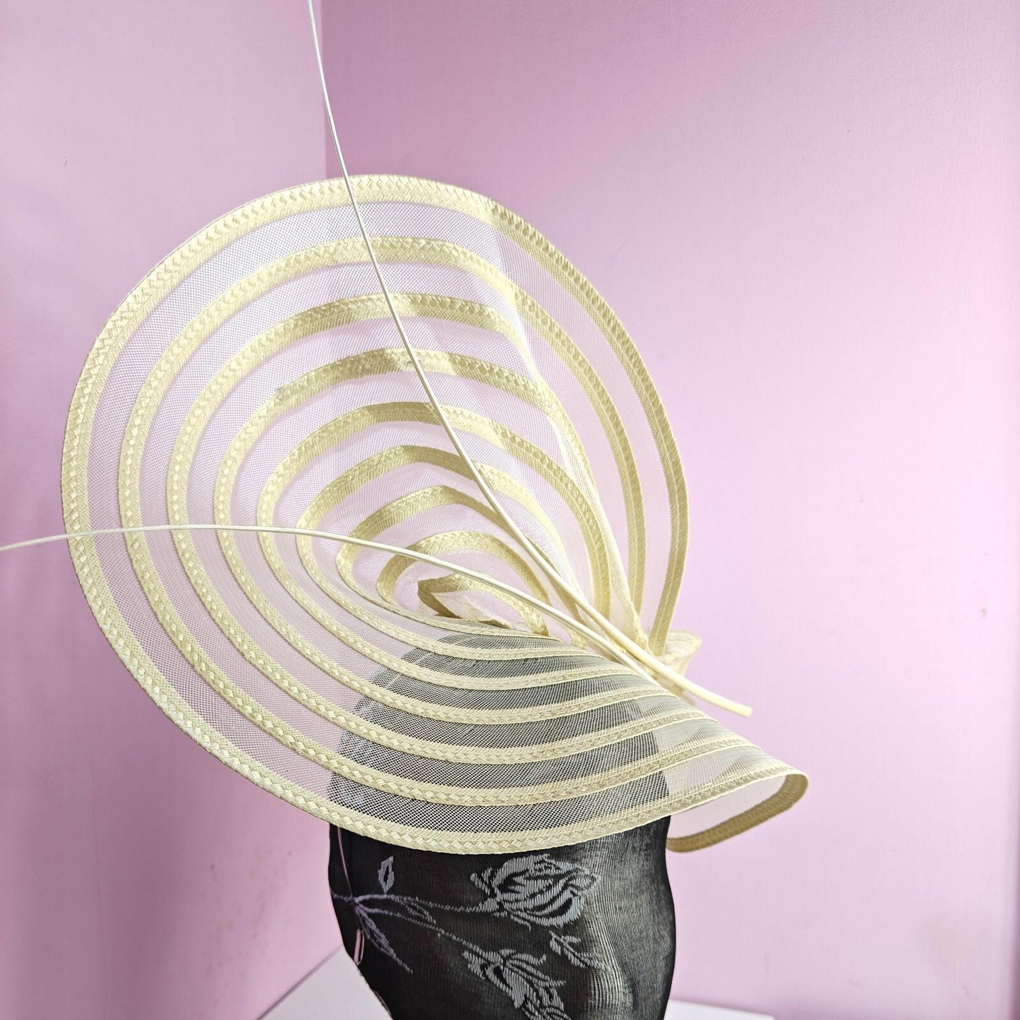 cream ostrich quill spine fascinator wedding hat Kentucky Derby Royal Ascot