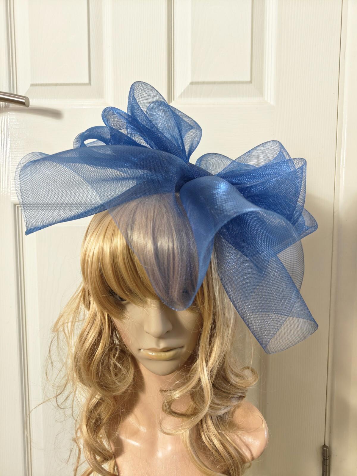 blue fascinator millinery burlesque headband wedding hat ascot race