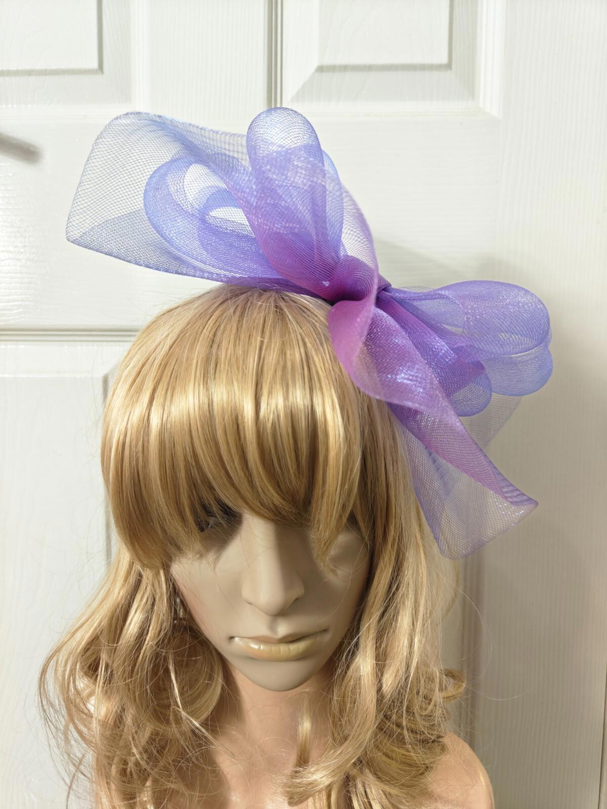 purple fascinator millinery burlesque headband wedding hat ascot race