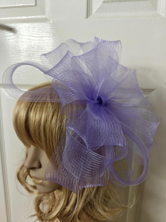 lilac purple fascinator millinery burlesque headband wedding hat ascot race