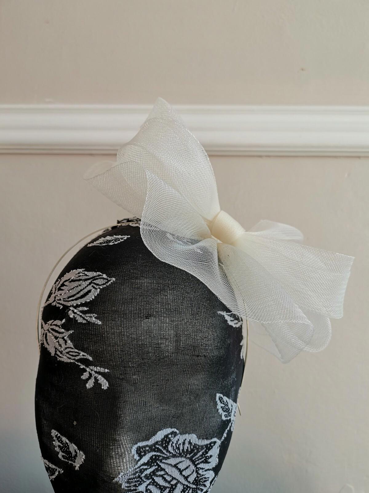 ivory off white fascinator millinery burlesque headband wedding hat hair piece