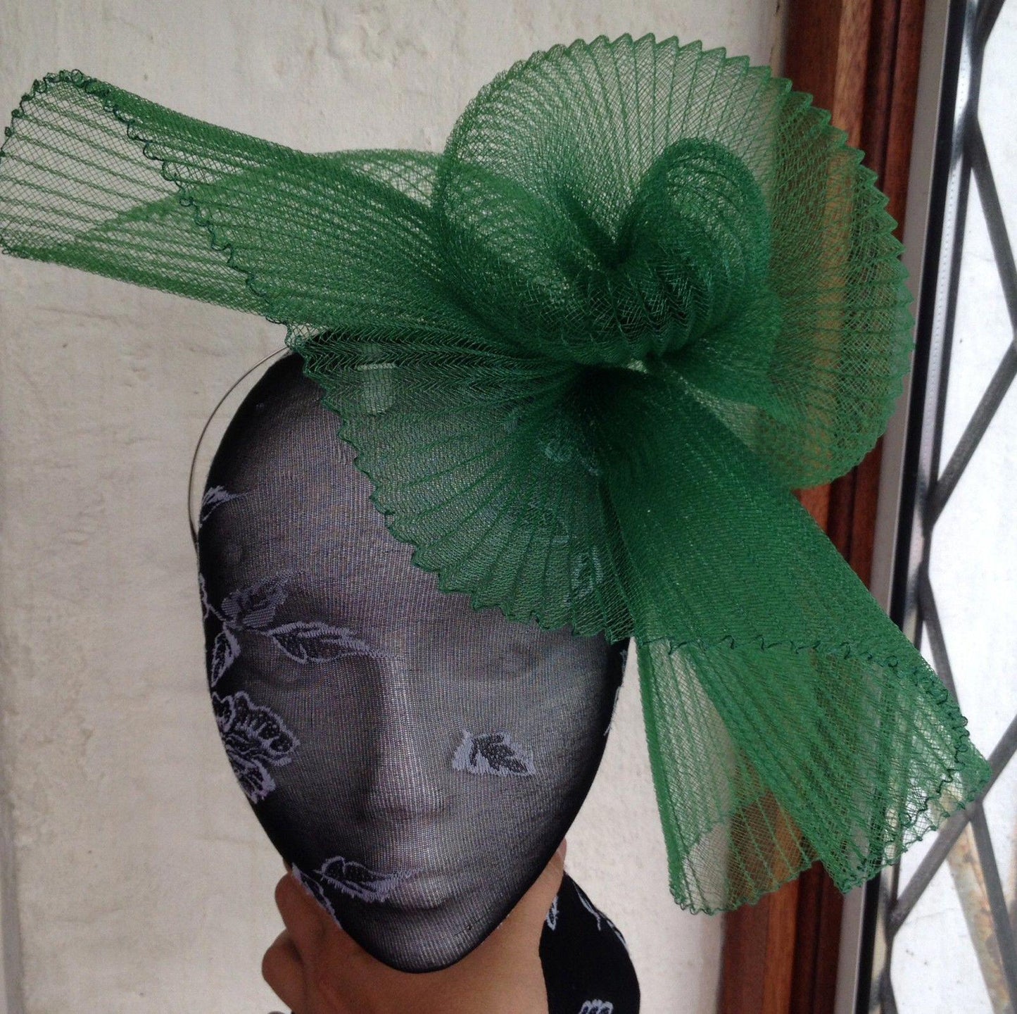 green fascinator millinery burlesque headband wedding hat hair piece