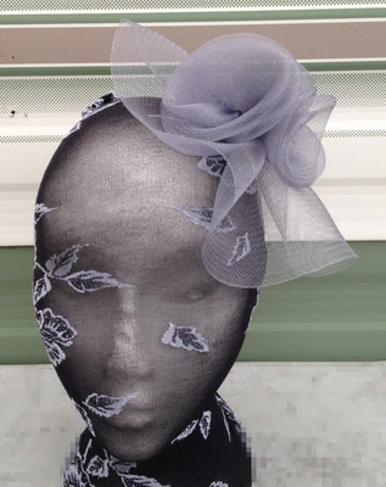 grey fascinator millinery feather brooch clip wedding hat bridal ascot race