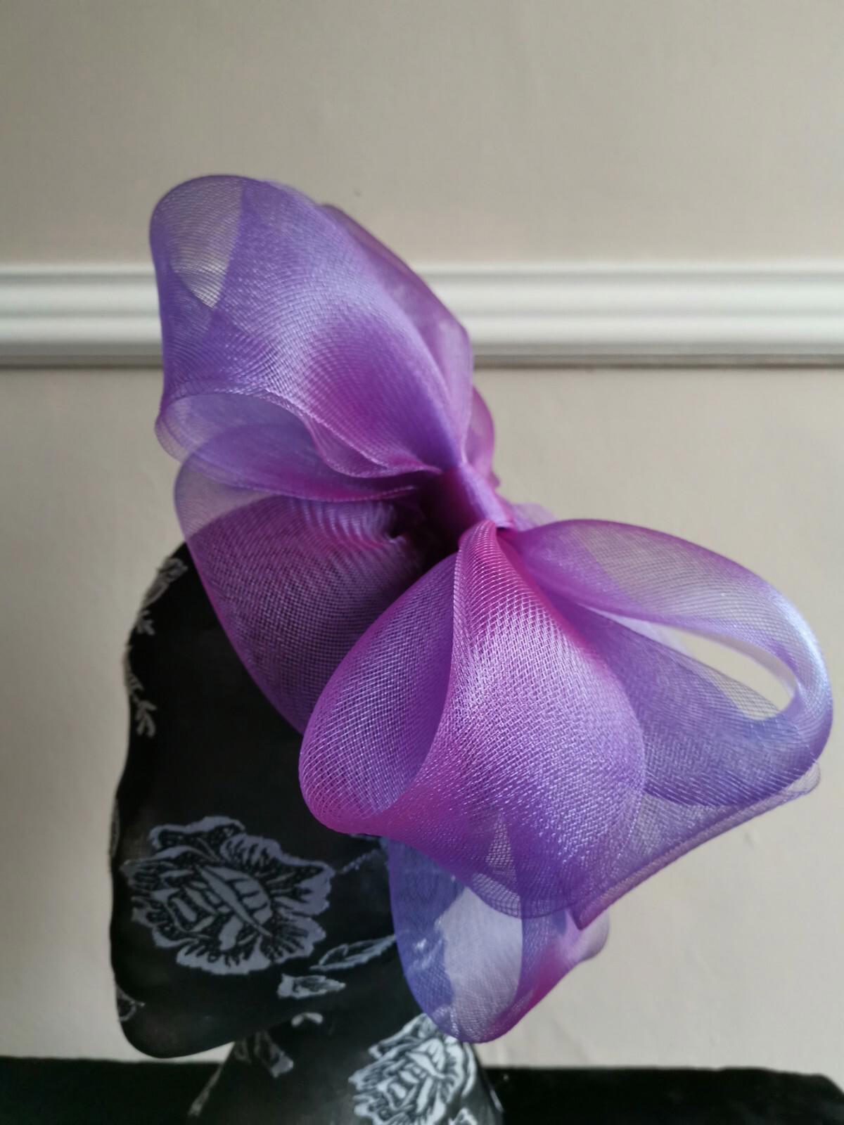 purple fascinator millinery burlesque headband wedding hat hair piece ascot race