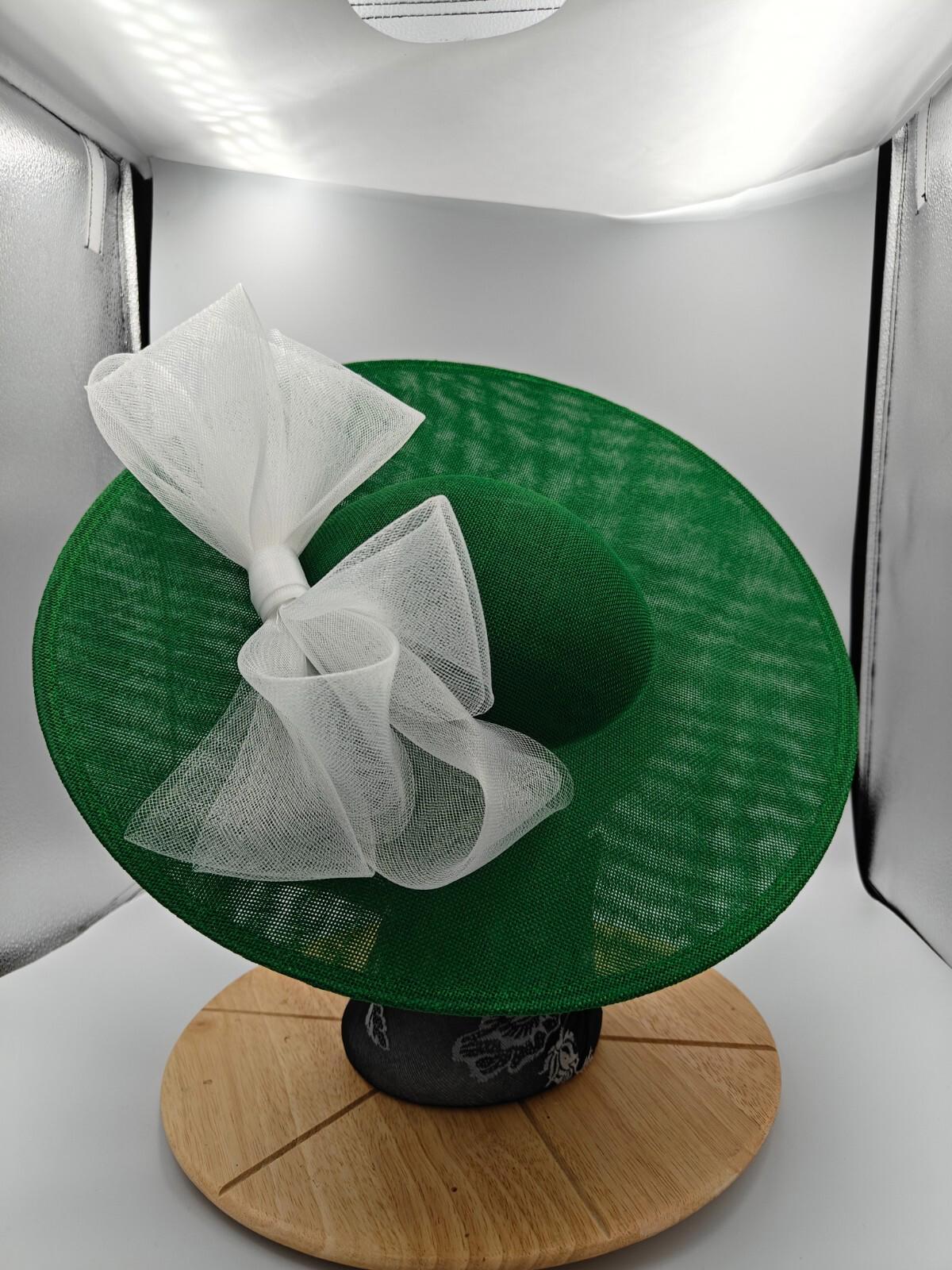 green white large fascinator headband wedding hat Kentucky Derby Royal Ascot