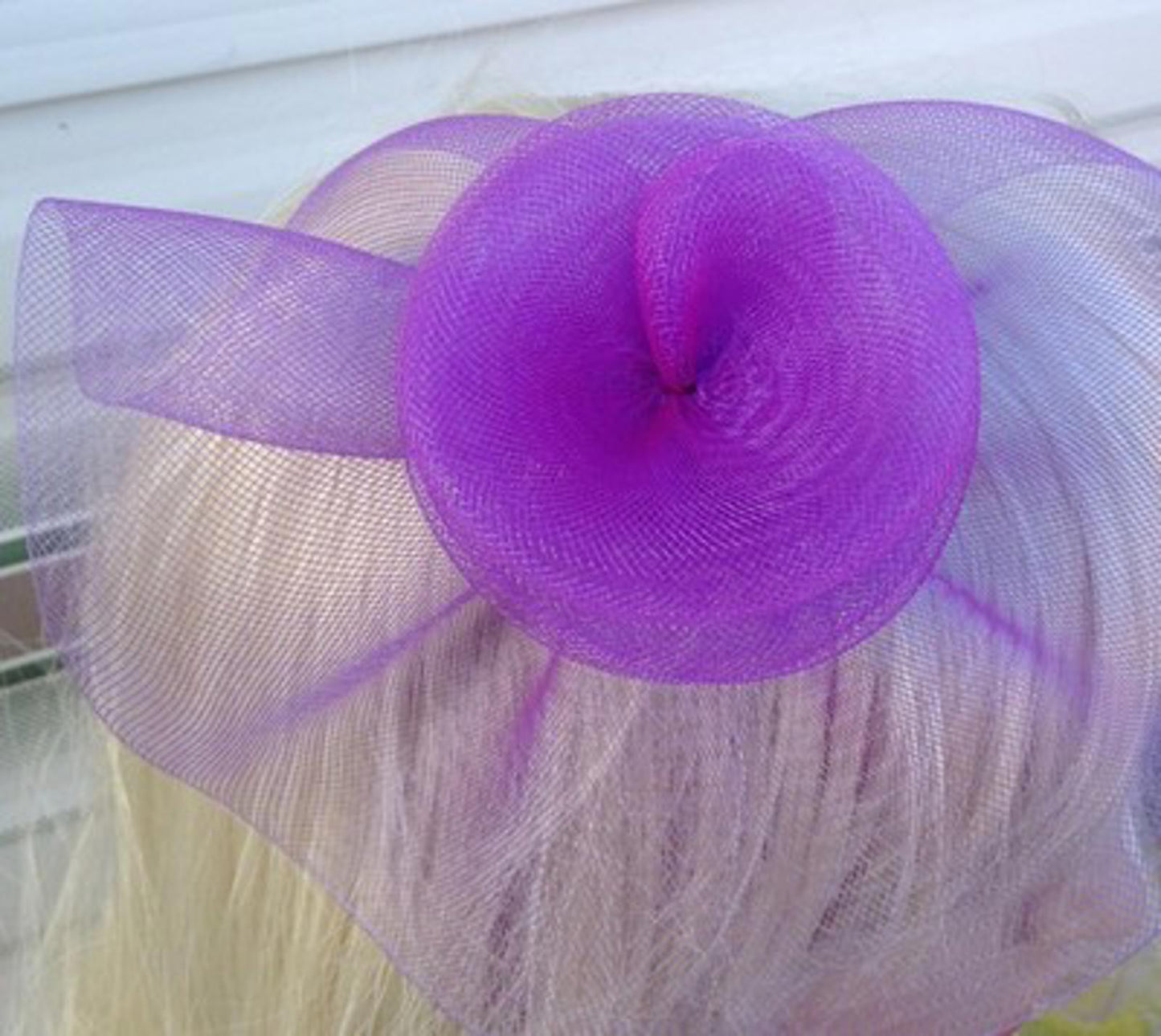 purple fascinator millinery feather brooch clip wedding hat bridal ascot race