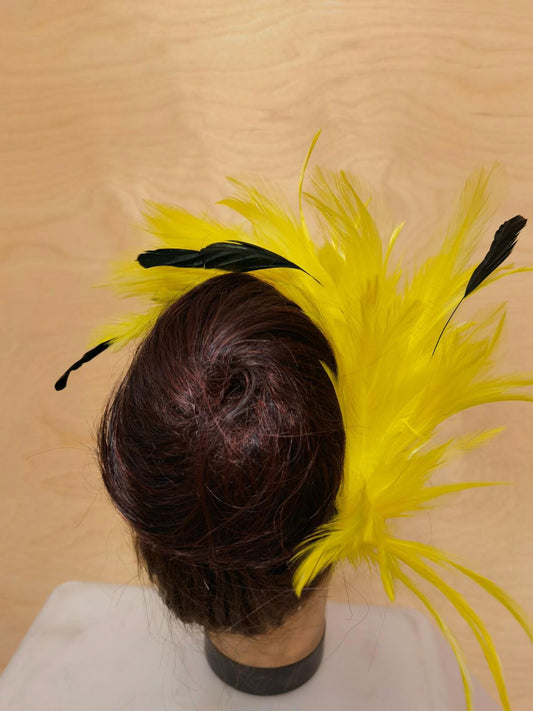 yellow feather comb fascinator millinery wedding hat