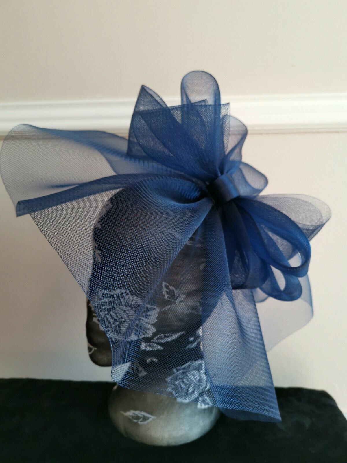 navy blue headband crin fascinator millinery hat wedding ascot