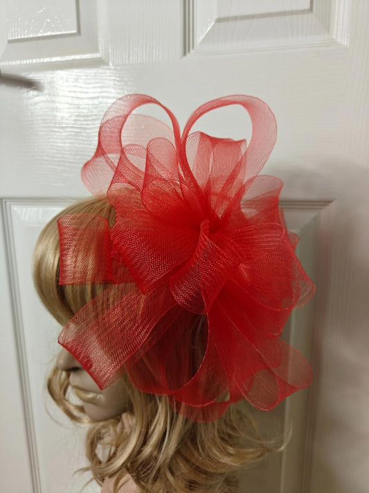 red fascinator millinery burlesque headband wedding hat ascot race