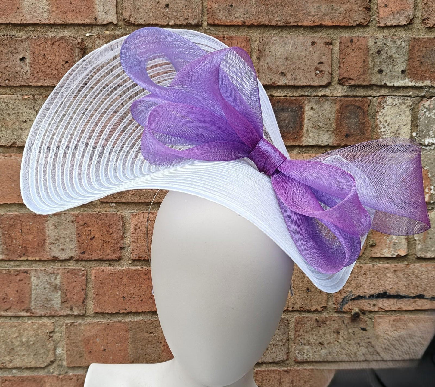 white purple bow crinoline fascinator millinery headband wedding hat party cosplay