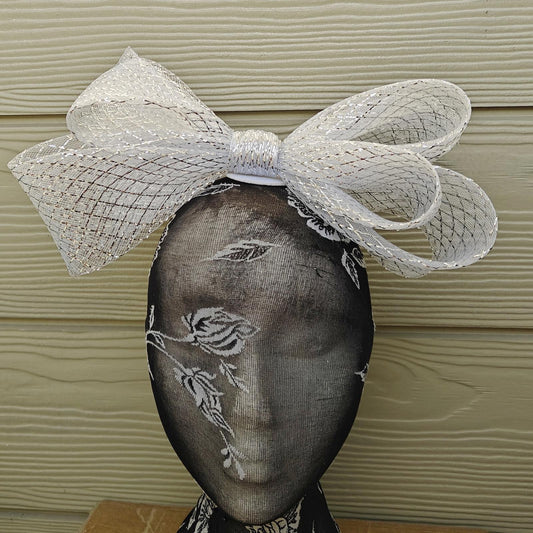 silver bow hair clip brooch fascinator millinery wedding hat race party