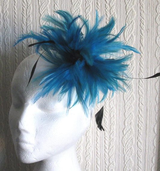 turquoise fascinator millinery feather brooch clip hat