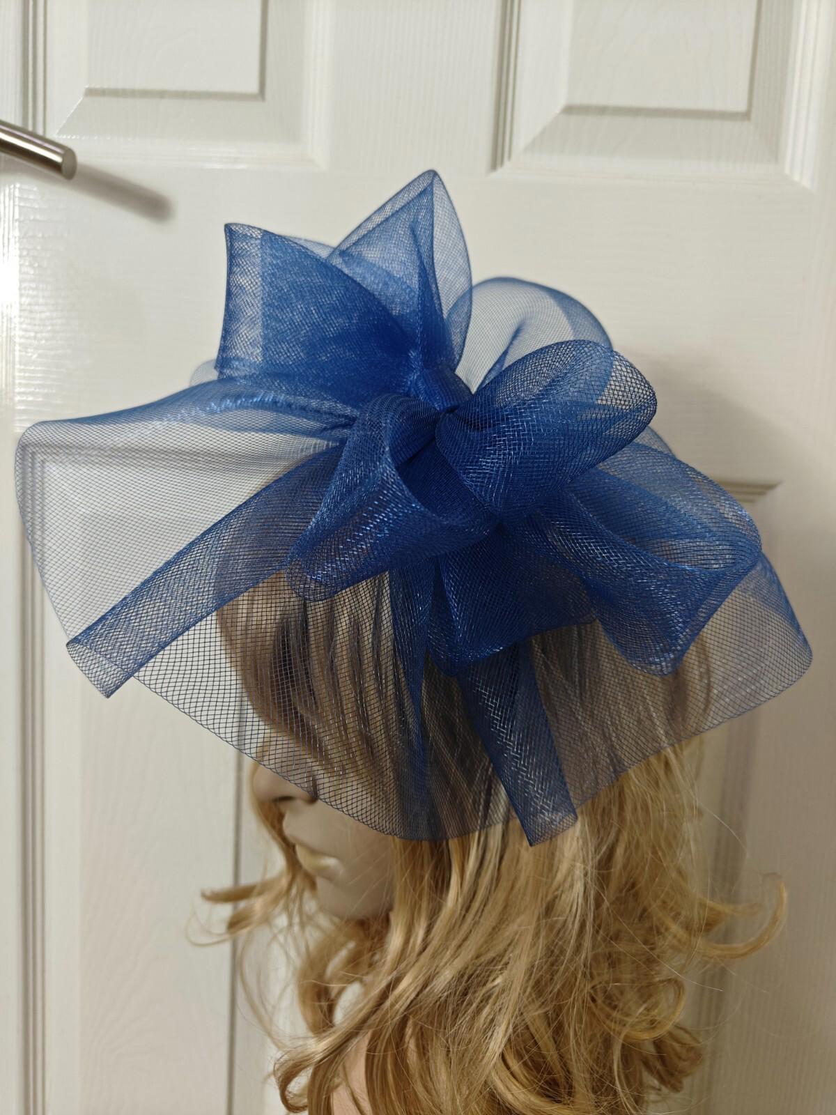 blue fascinator millinery burlesque headband wedding hat ascot race