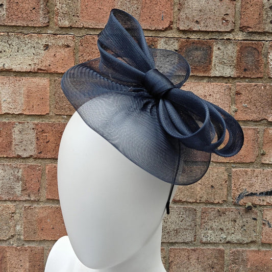 dark navy handmade fascinator millinery headband wedding hat race party
