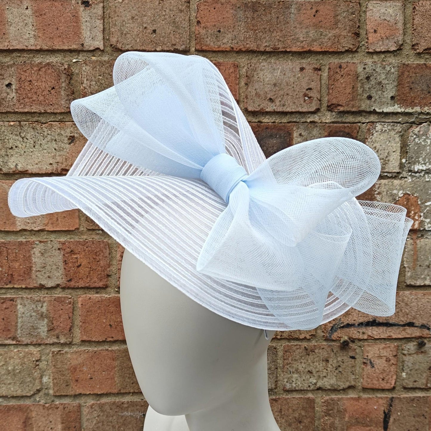 white baby blue bow crinoline fascinator millinery headband wedding hat party cosplay