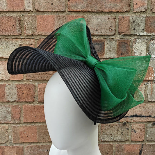 black green bow crinoline fascinator millinery headband wedding hat party cosplay