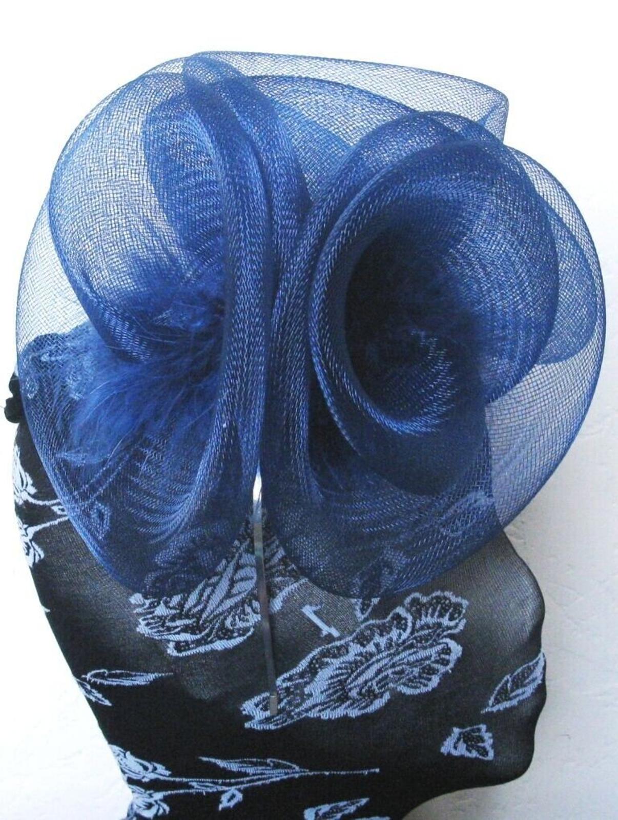 navy blue headband crin fascinator millinery hat wedding ascot