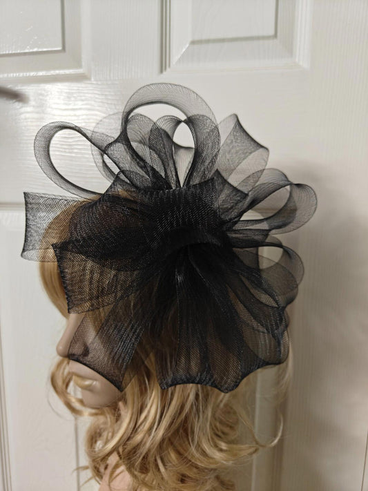 black fascinator millinery burlesque headband wedding hat ascot race