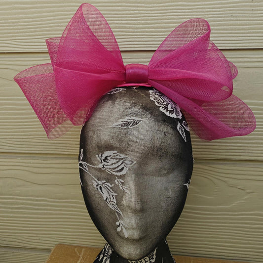 plum pink bow hair clip brooch fascinator millinery wedding hat race party