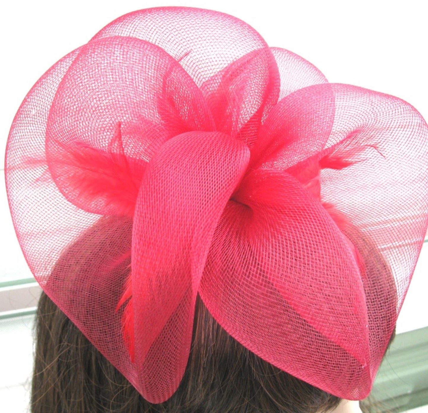 dark red fascinator millinery feather brooch clip wedding hair piece ascot 1