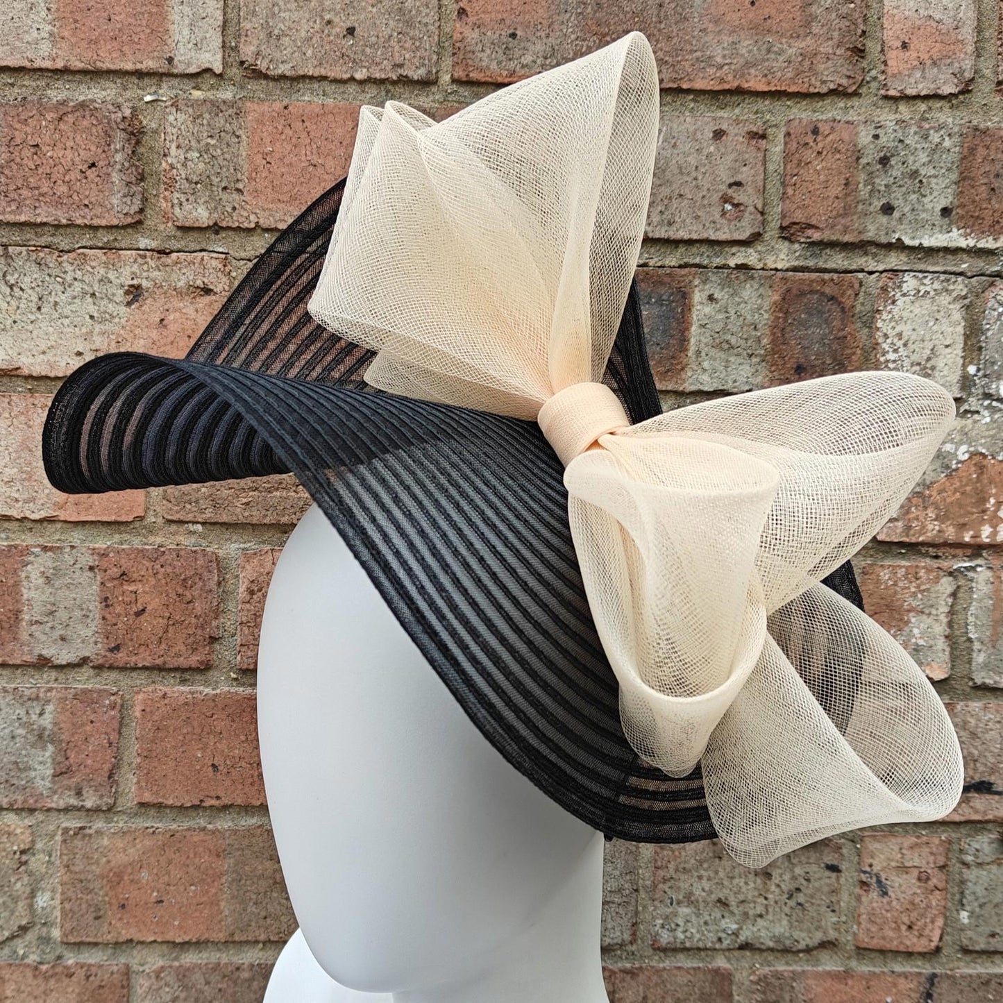 black nude bow crinoline fascinator millinery headband wedding hat party cosplay