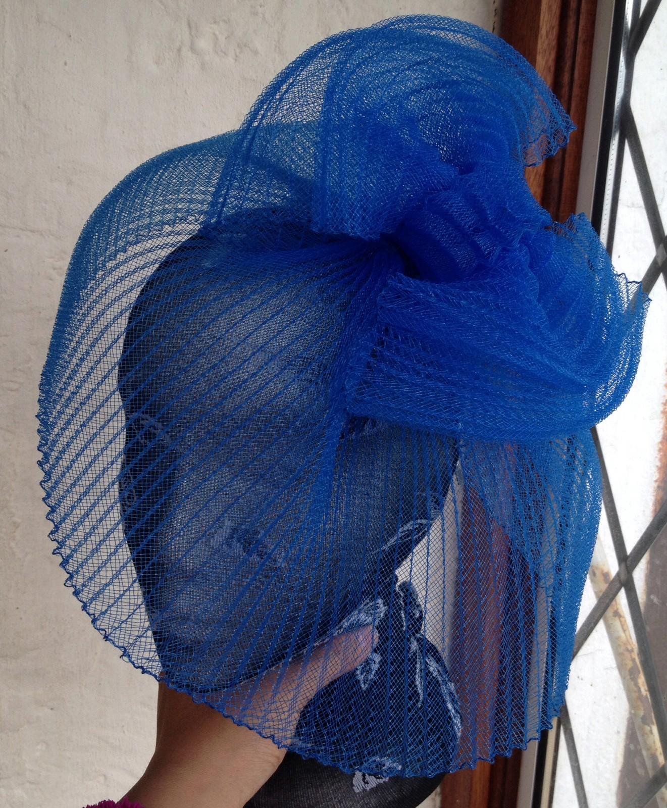 Blue fascinator millinery burlesque wedding hat hair piece ascot race bridal 1