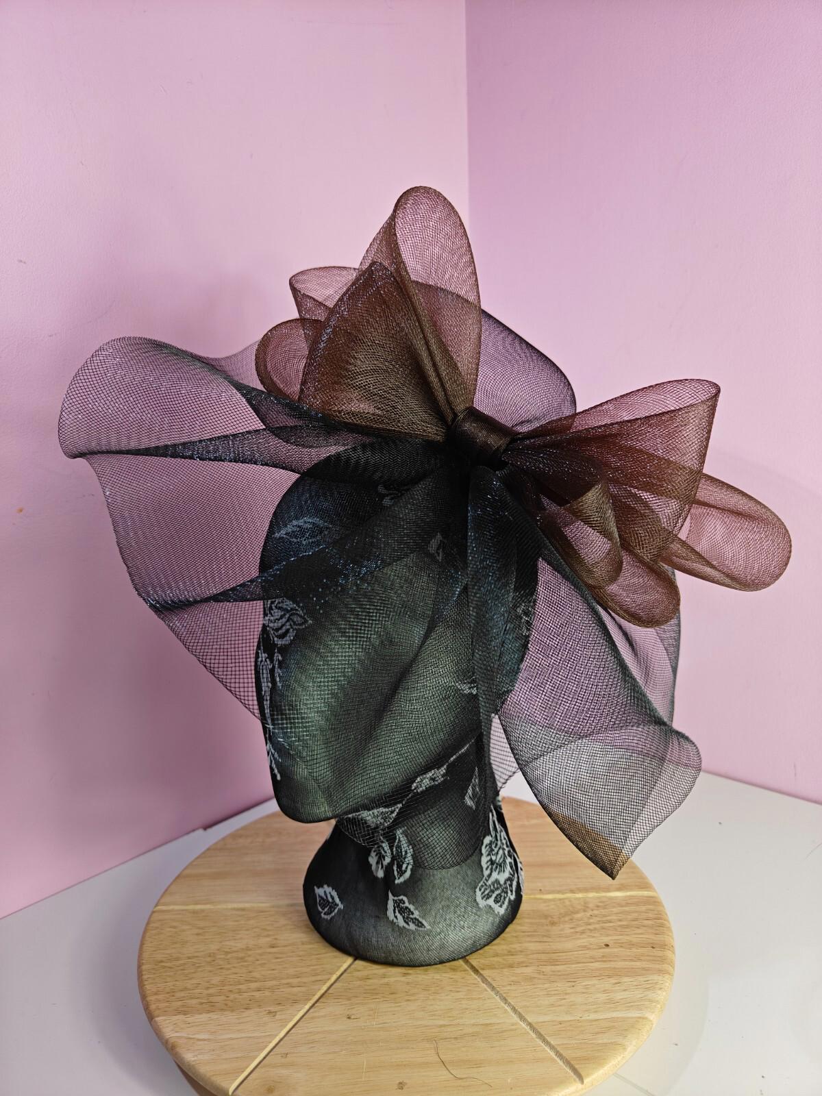 black brown fascinator millinery headband derby wedding hat ascot race