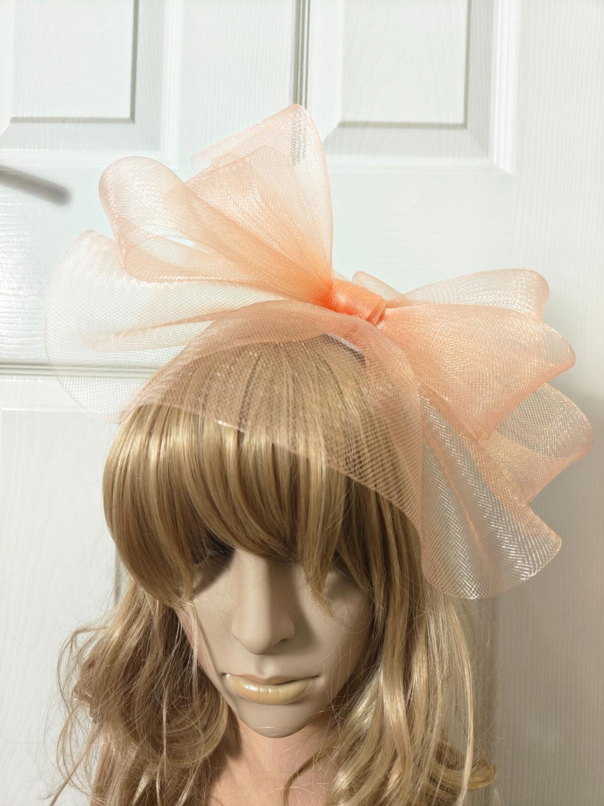 peach nude fascinator millinery burlesque headband wedding hat ascot race
