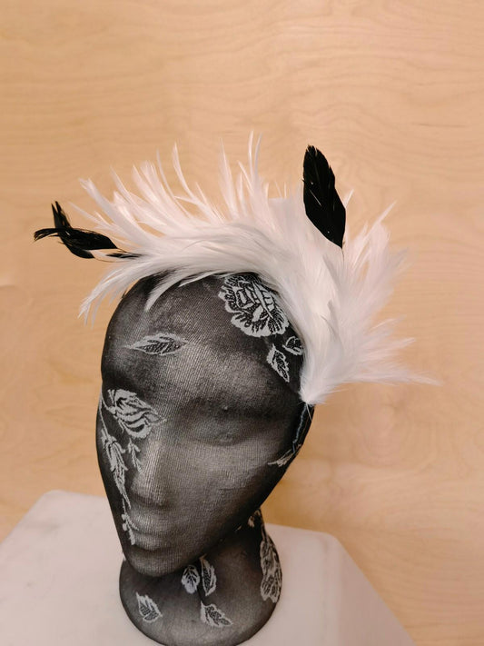 white feather headband fascinator millinery wedding ascot bridal hat hair piece
