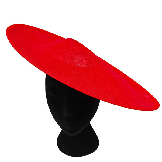 red lace large wide brim DIY fascinator base wedding hat Kentucky Derby Ascot