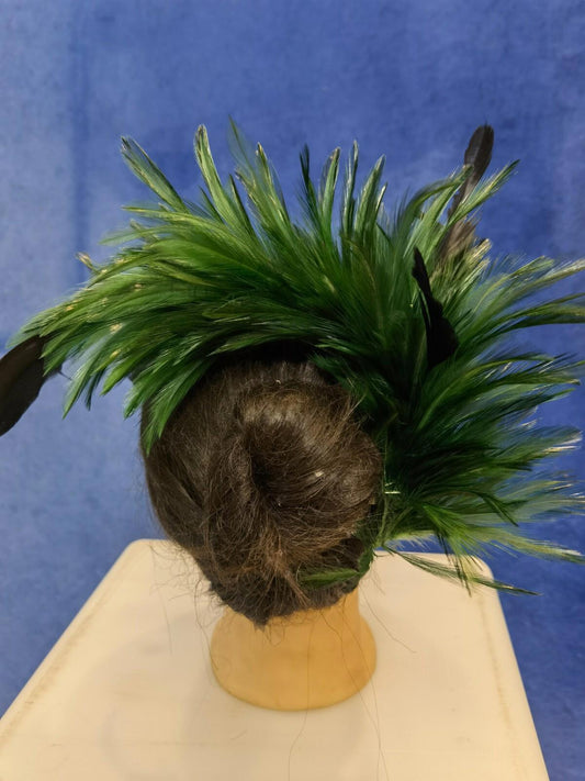 green feather comb fascinator millinery wedding hat