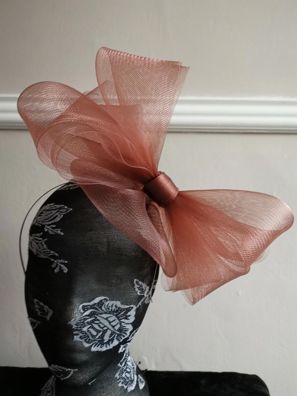 light brown fascinator millinery burlesque headband wedding hat hair piece