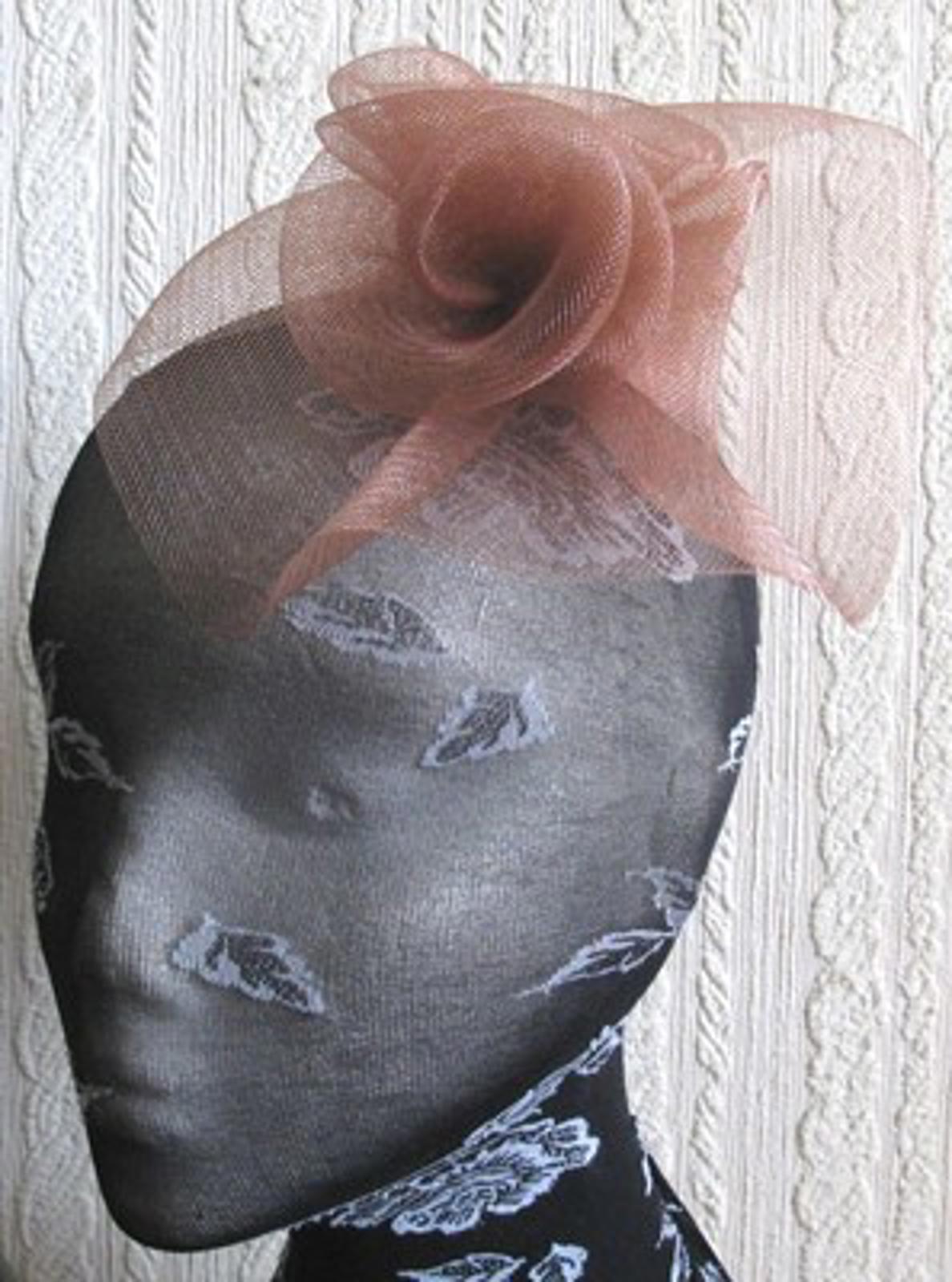 brown tan flower fascinator millinery  brooch clip wedding hat bridal ascot race